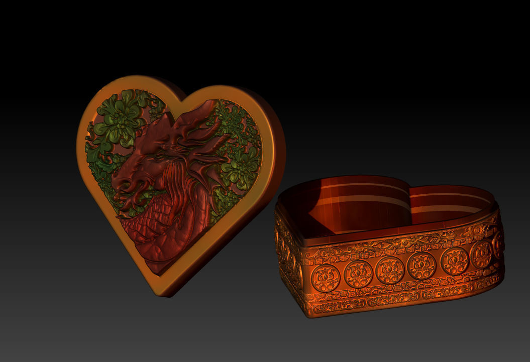 VALENTINES DAY HEART DRAGON GIFT BOX 3D print model_3