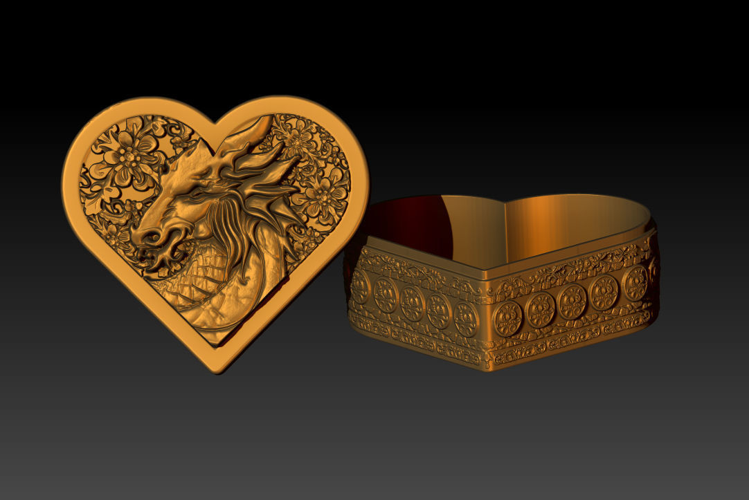 VALENTINES DAY HEART DRAGON GIFT BOX 3D print model_7