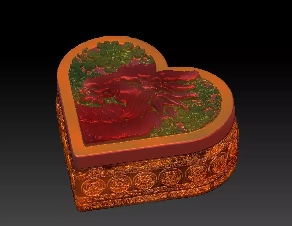 VALENTINES DAY HEART DRAGON GIFT BOX 3D print model_0