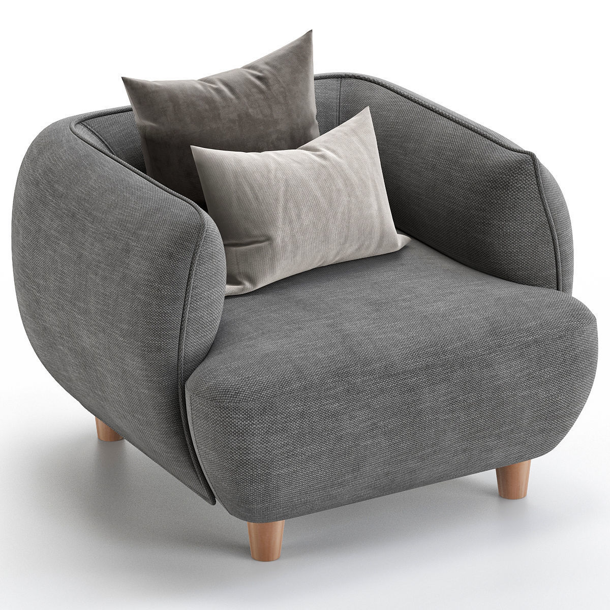 HC28 Cosmo ROUND Armchair Low-poly 3D model_2