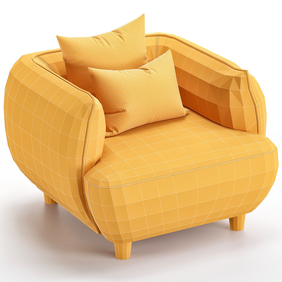 HC28 Cosmo ROUND Armchair Low-poly 3D model_1