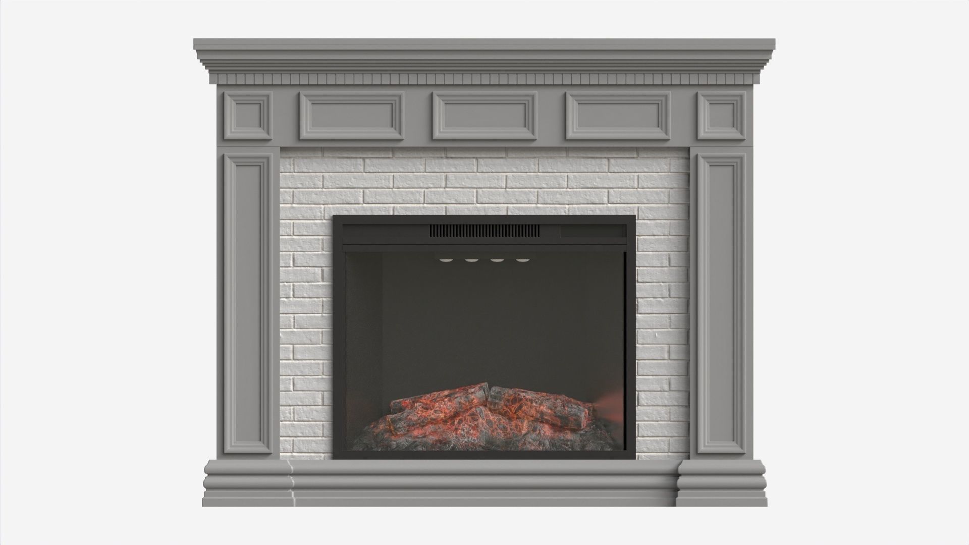 Fireplace in Faux Stone and Wood Delaro 3D model_4