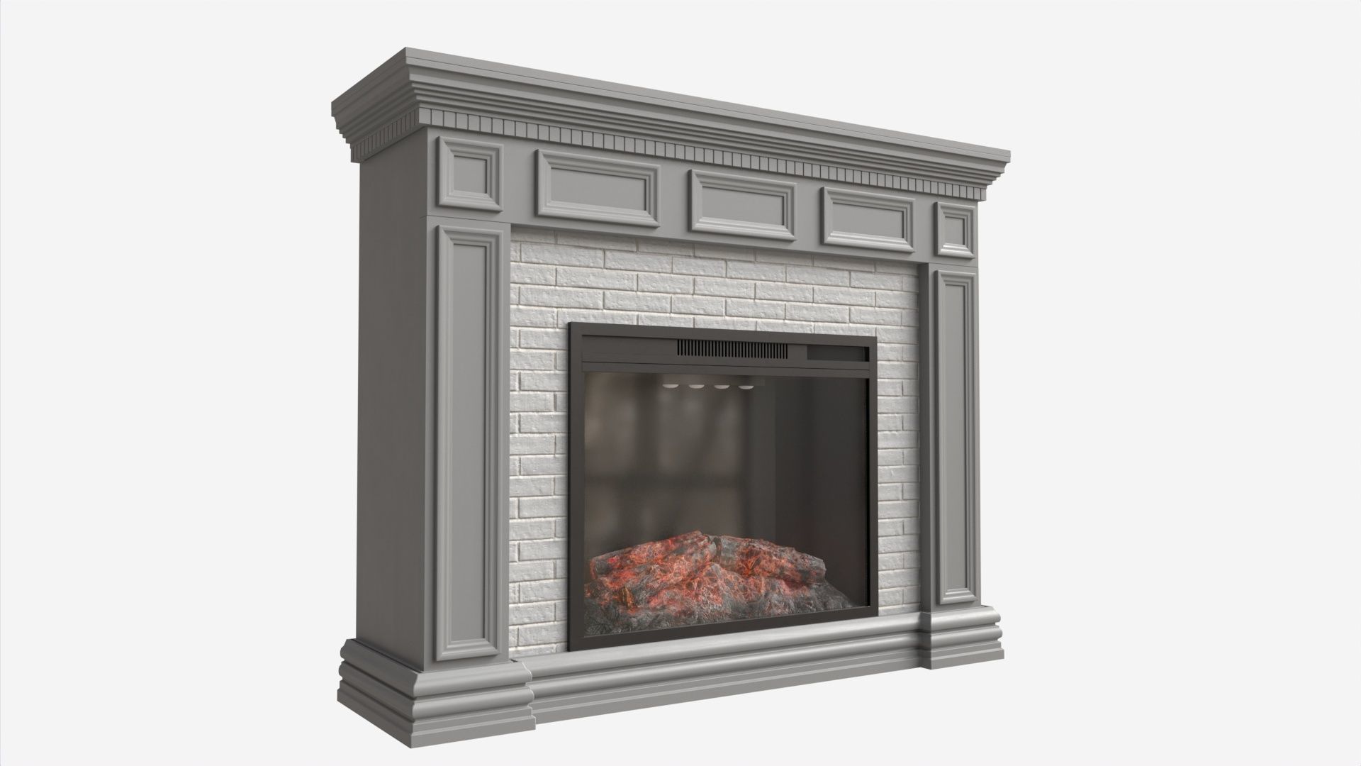Fireplace in Faux Stone and Wood Delaro 3D model_1