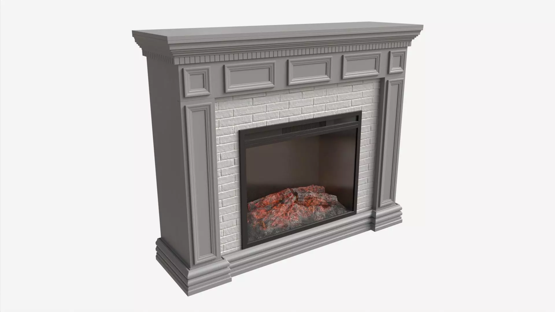 Fireplace in Faux Stone and Wood Delaro 3D model_0