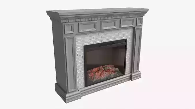 Fireplace in Faux Stone and Wood Delaro