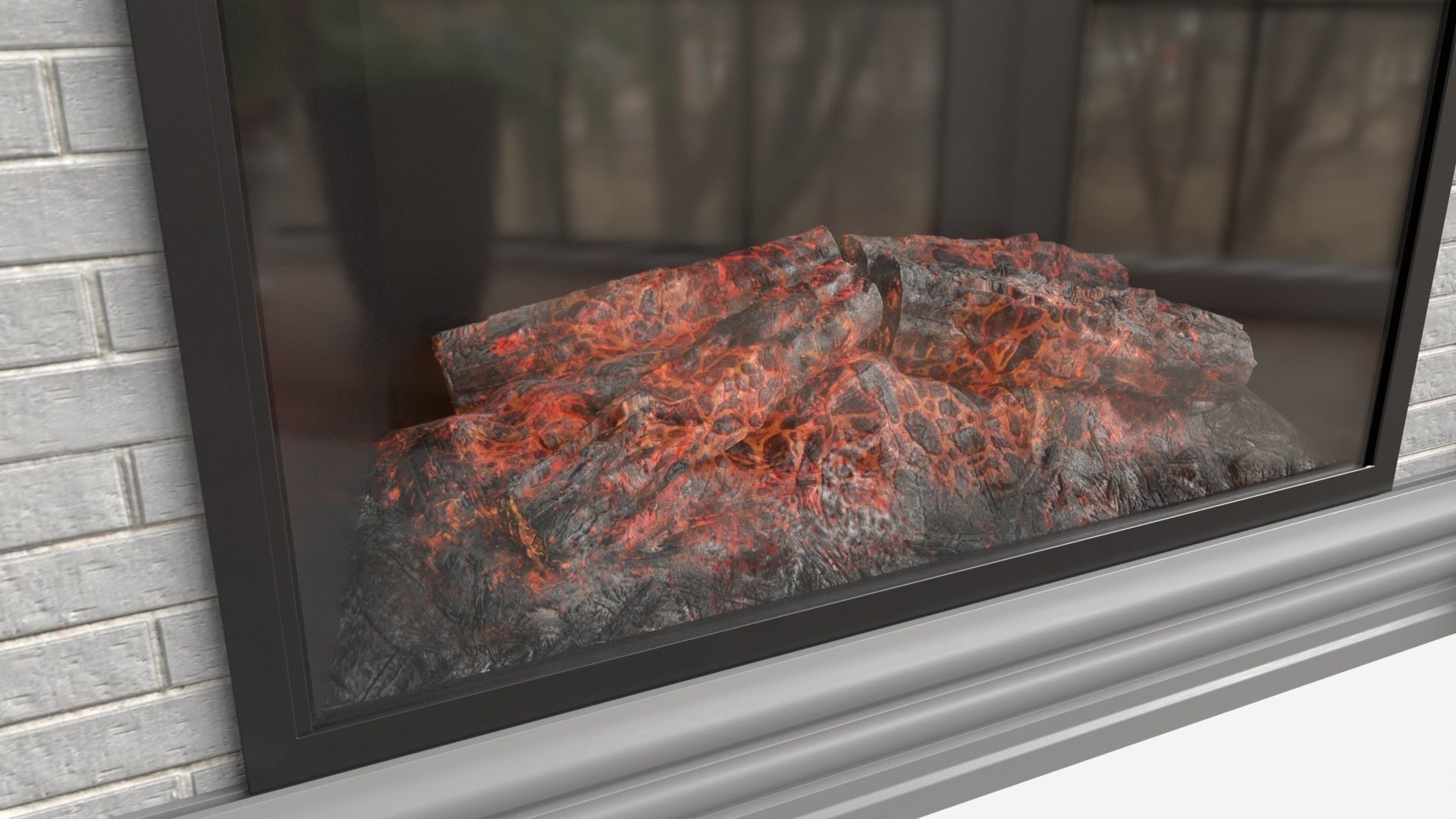 Fireplace in Faux Stone and Wood Delaro 3D model_2