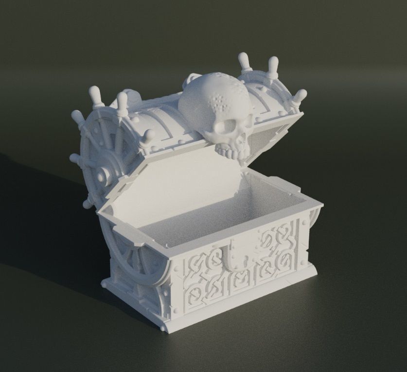 Skull Treasure Box Dice Box Pattern 3D print model_10