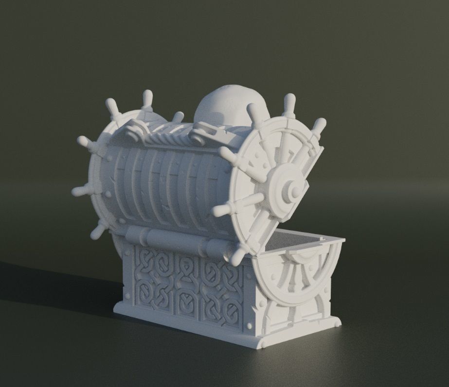 Skull Treasure Box Dice Box Pattern 3D print model_7