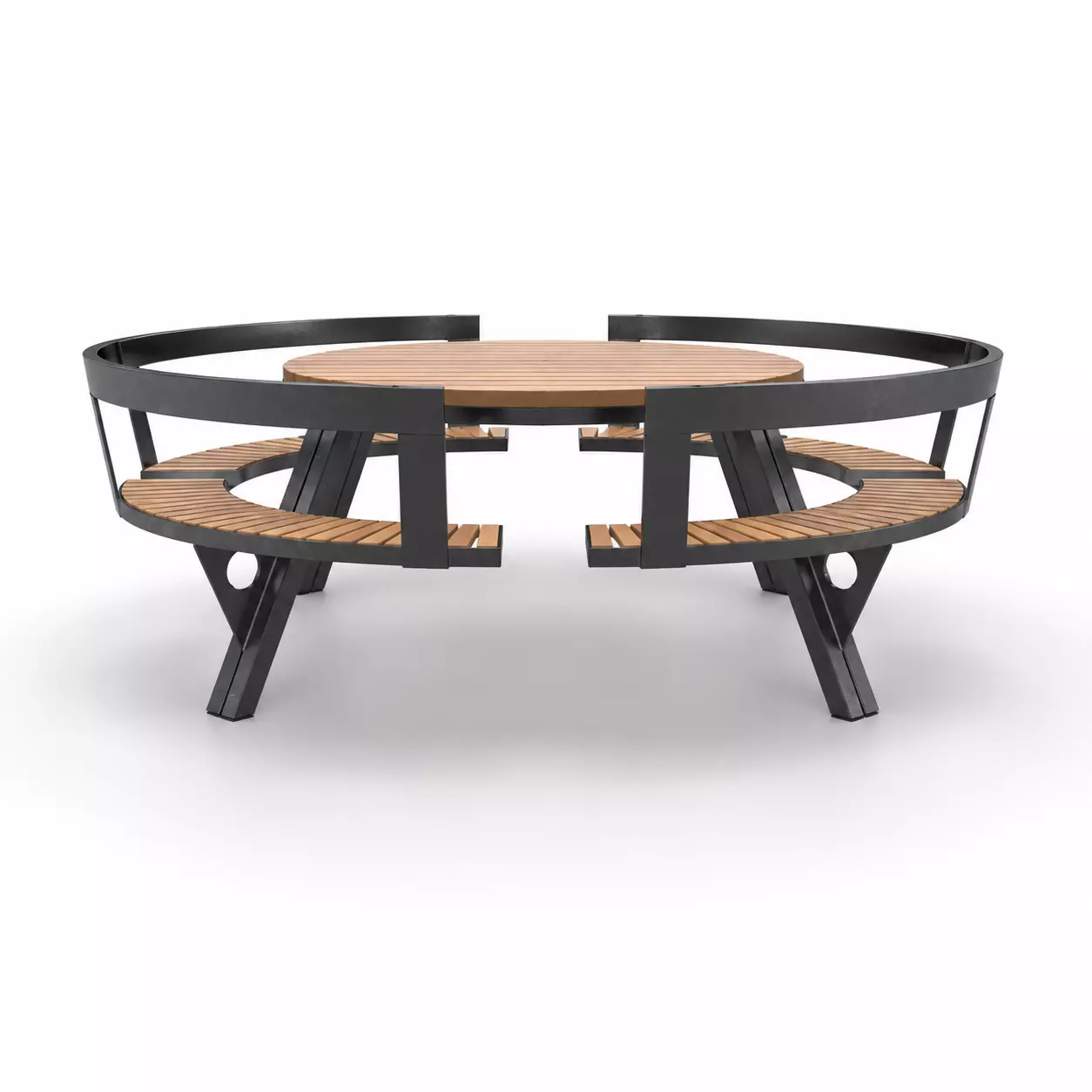 Modern Round Picnic Table with Curved Benches 3D model