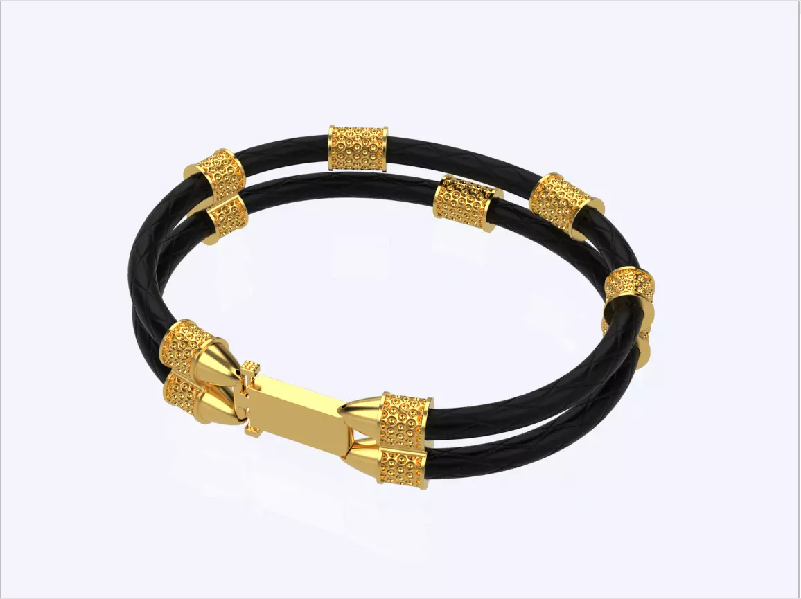 men leather bracelet 3D print model_0