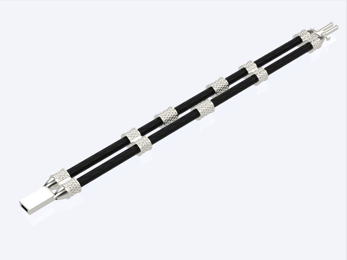 men leather bracelet 3D print model_9