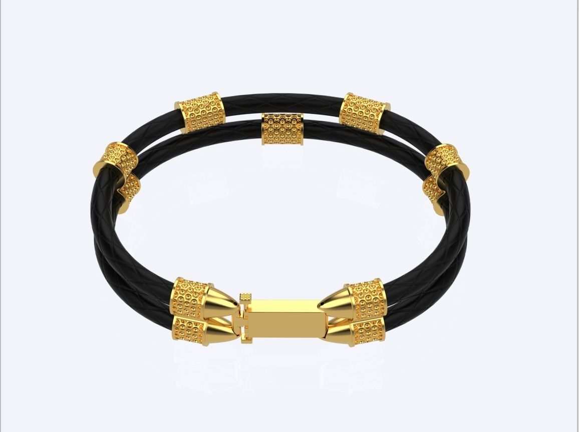 men leather bracelet 3D print model_4