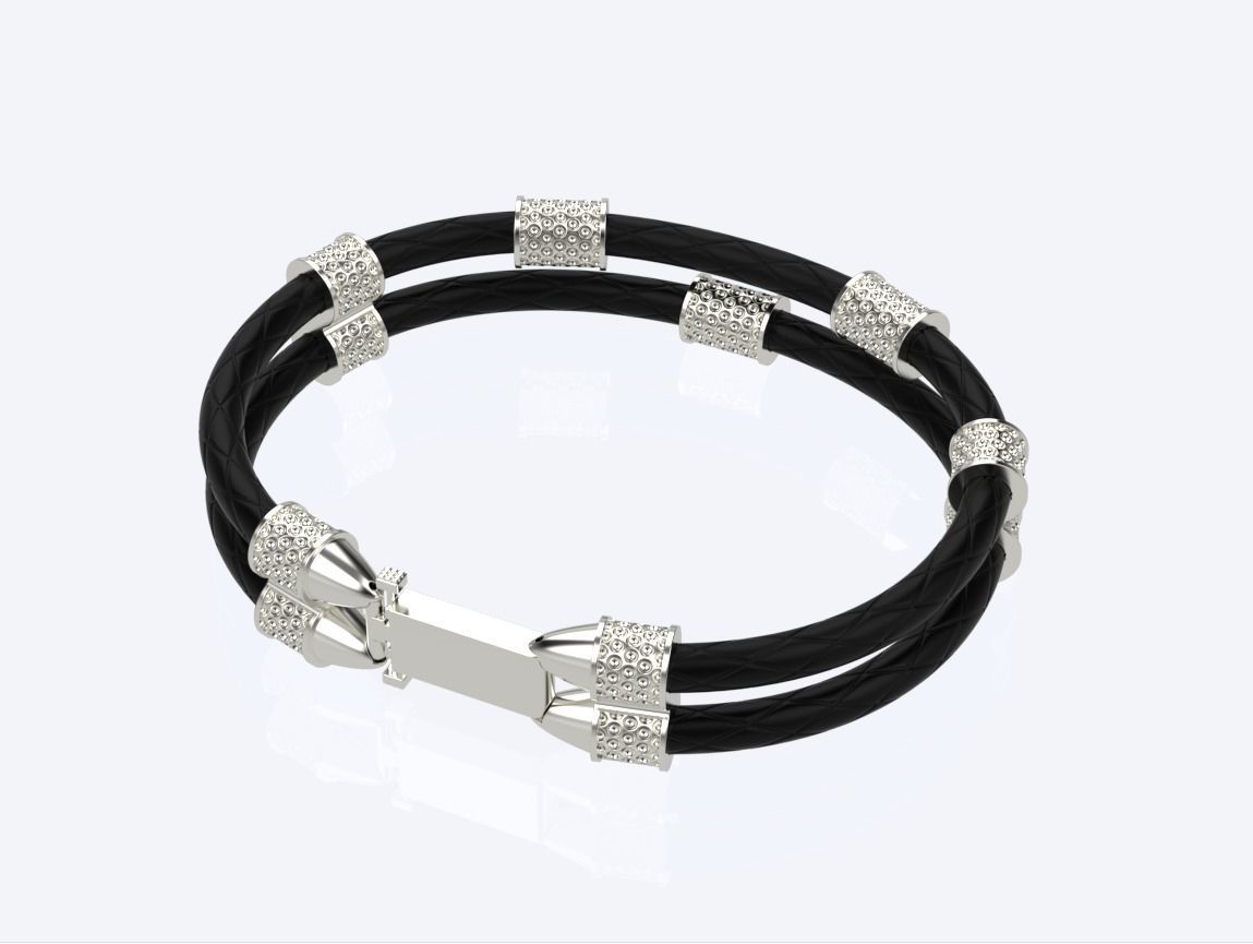 men leather bracelet 3D print model_1