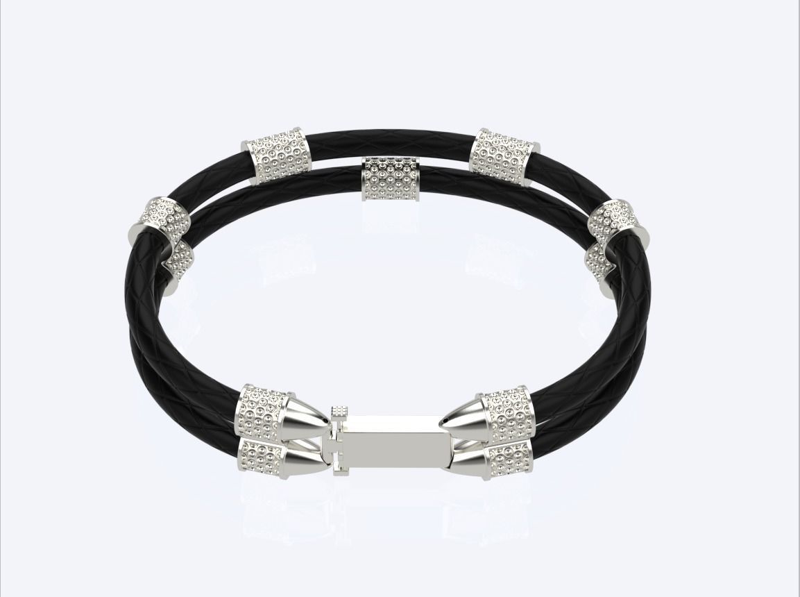 men leather bracelet 3D print model_5