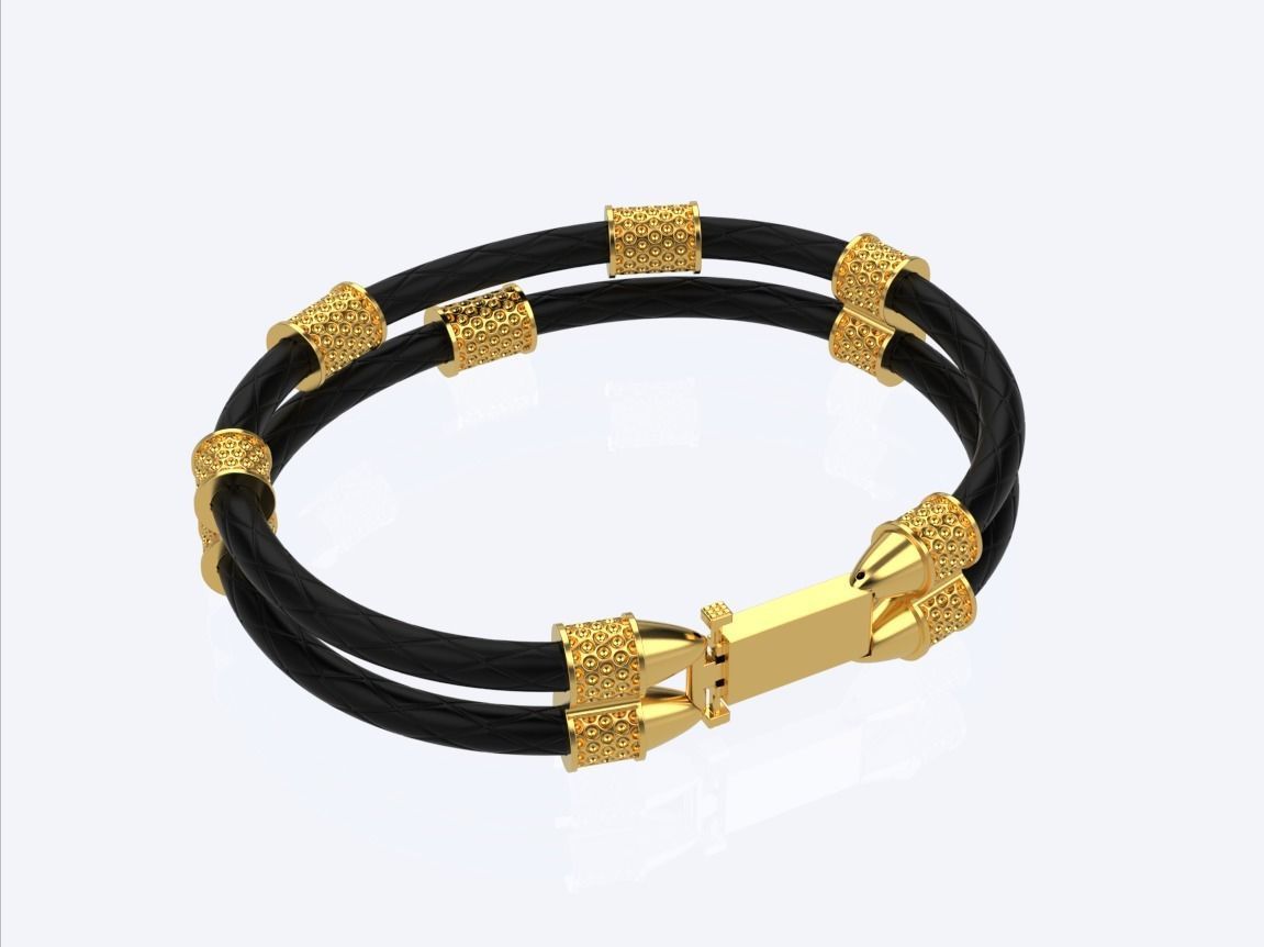 men leather bracelet 3D print model_2