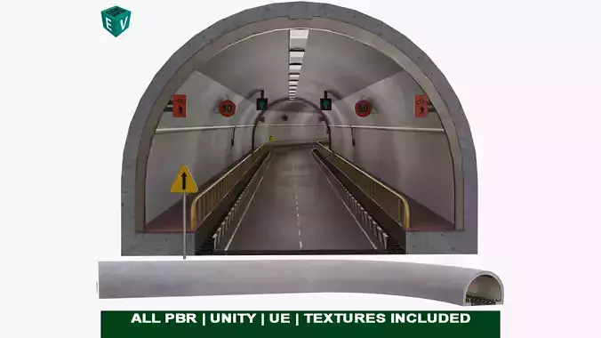 Subway Road Tunnel 03 All PBR Unity UE Textures Included Low-poly 3D model