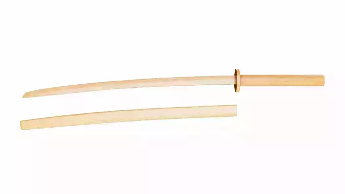 Bokken wooden samurai sword Low-poly 3D model