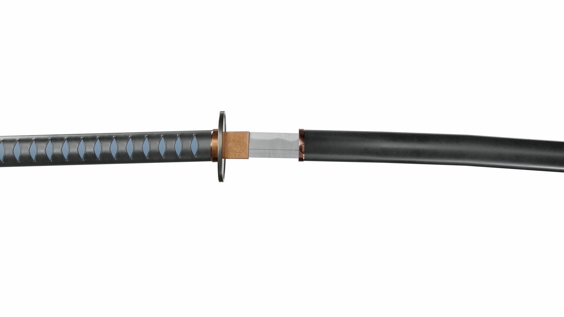 Katana japanese samurai sword Low-poly 3D model_6