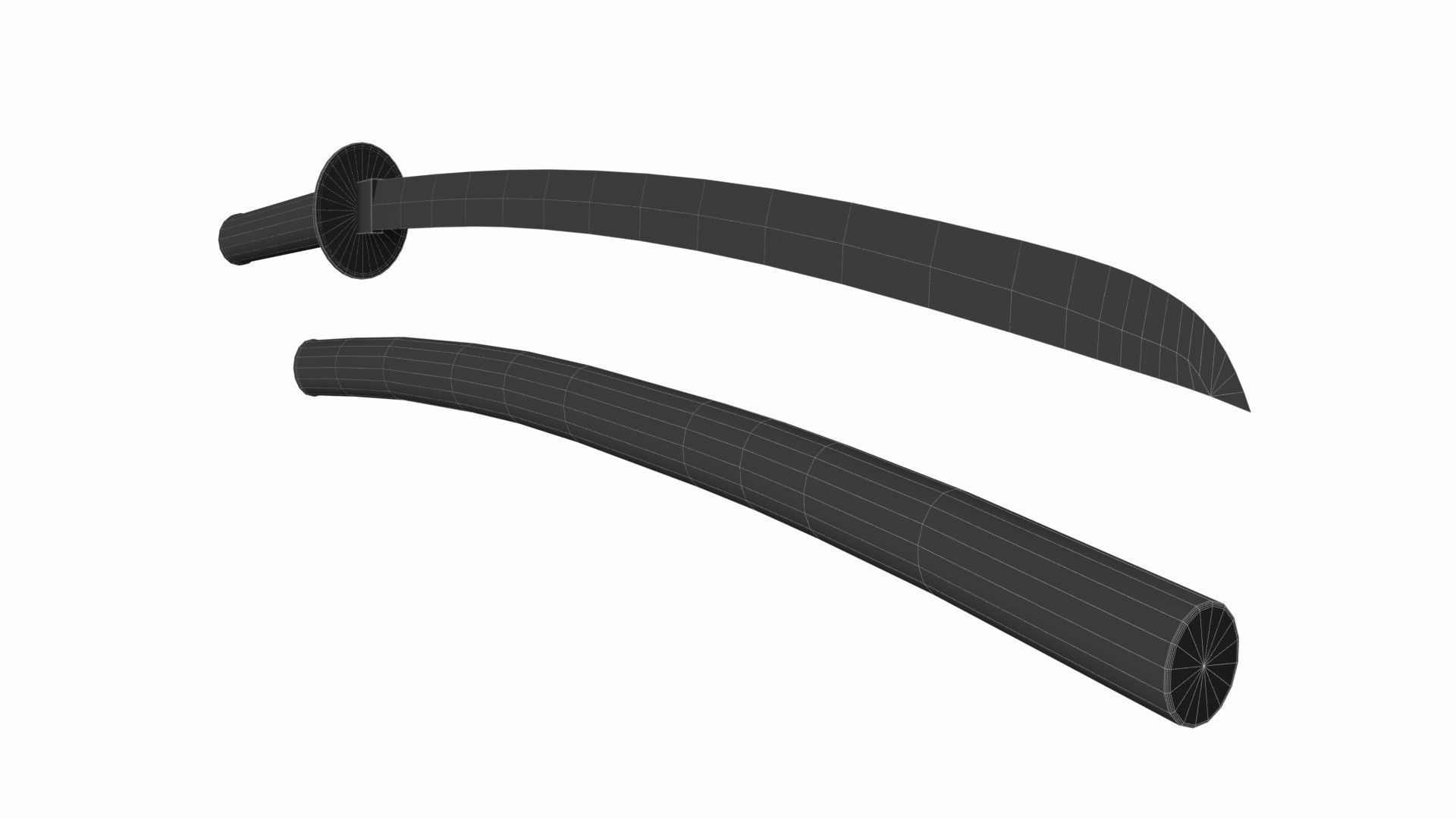 Katana japanese samurai sword Low-poly 3D model_12