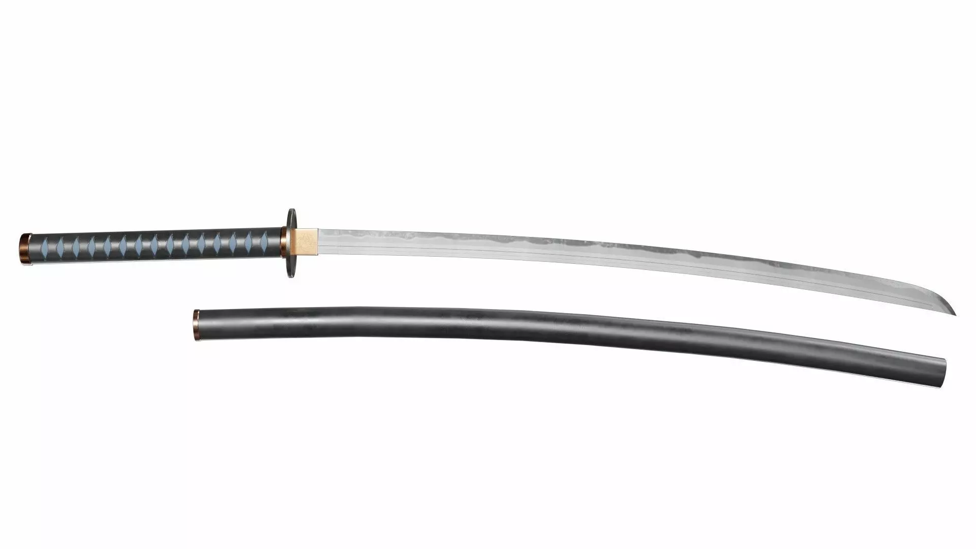 Katana japanese samurai sword Low-poly 3D model_0