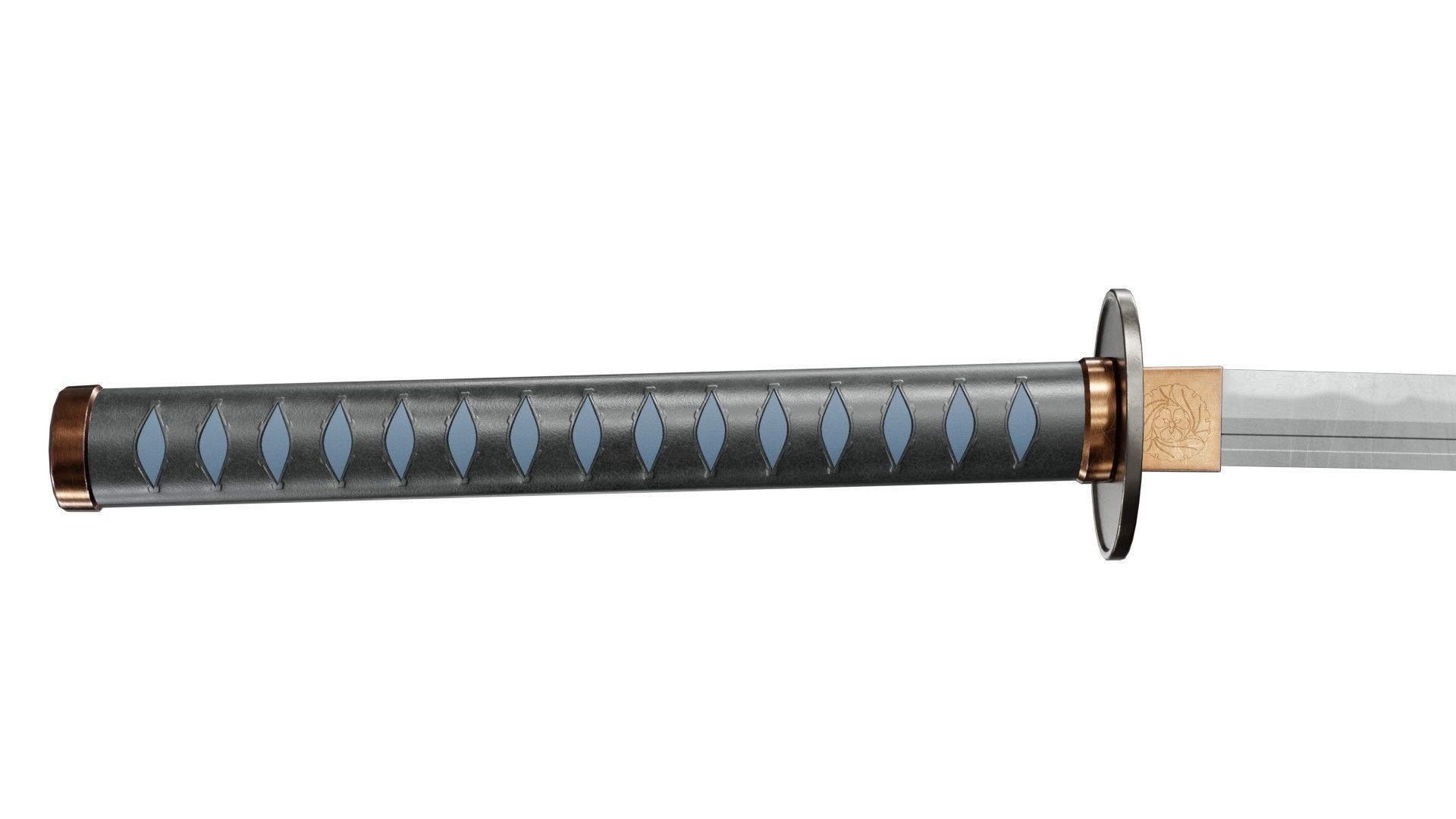 Katana japanese samurai sword Low-poly 3D model_1