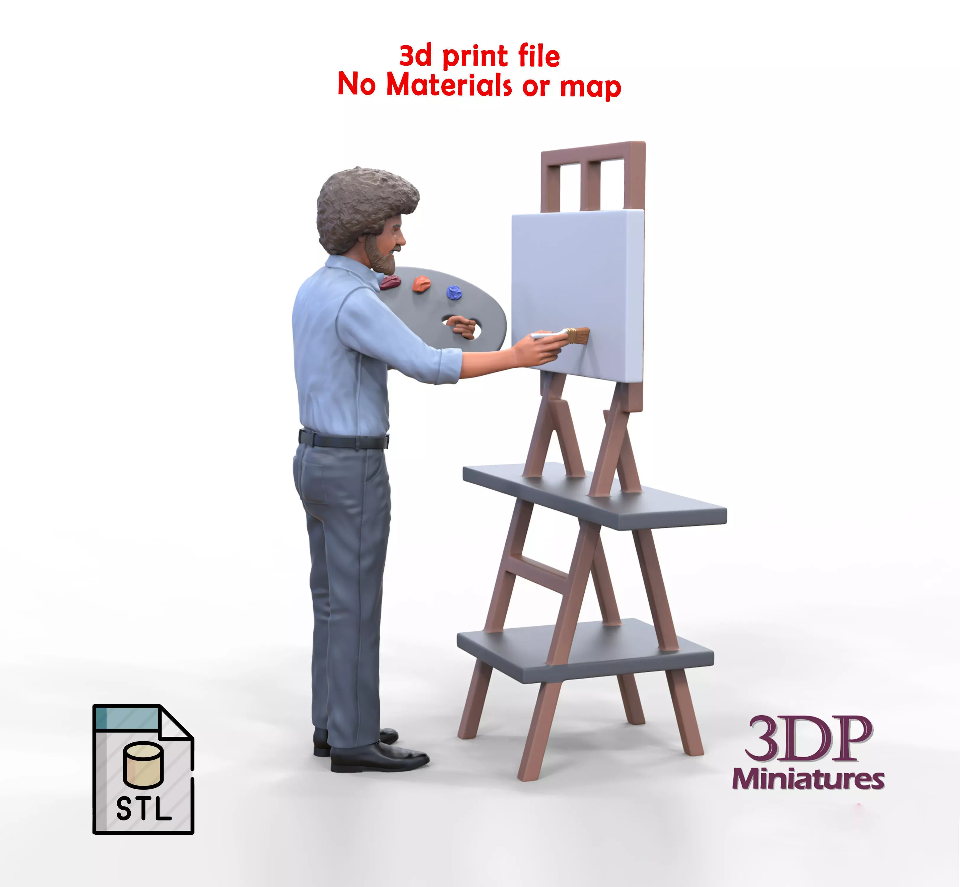 Bob Ross painting 3D print model_0