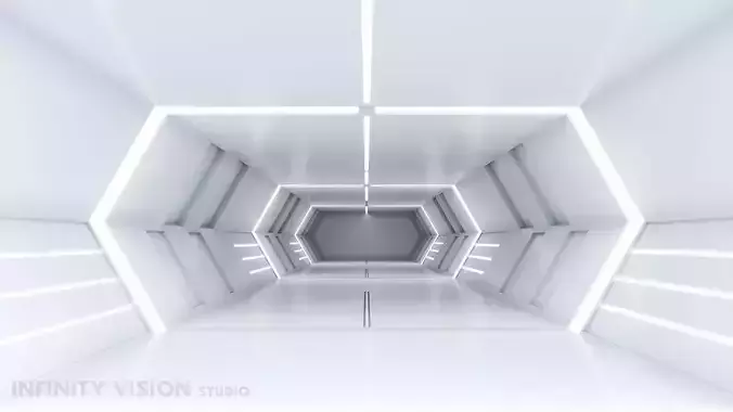 low poly scifi corridor 01 Low-poly 3D model