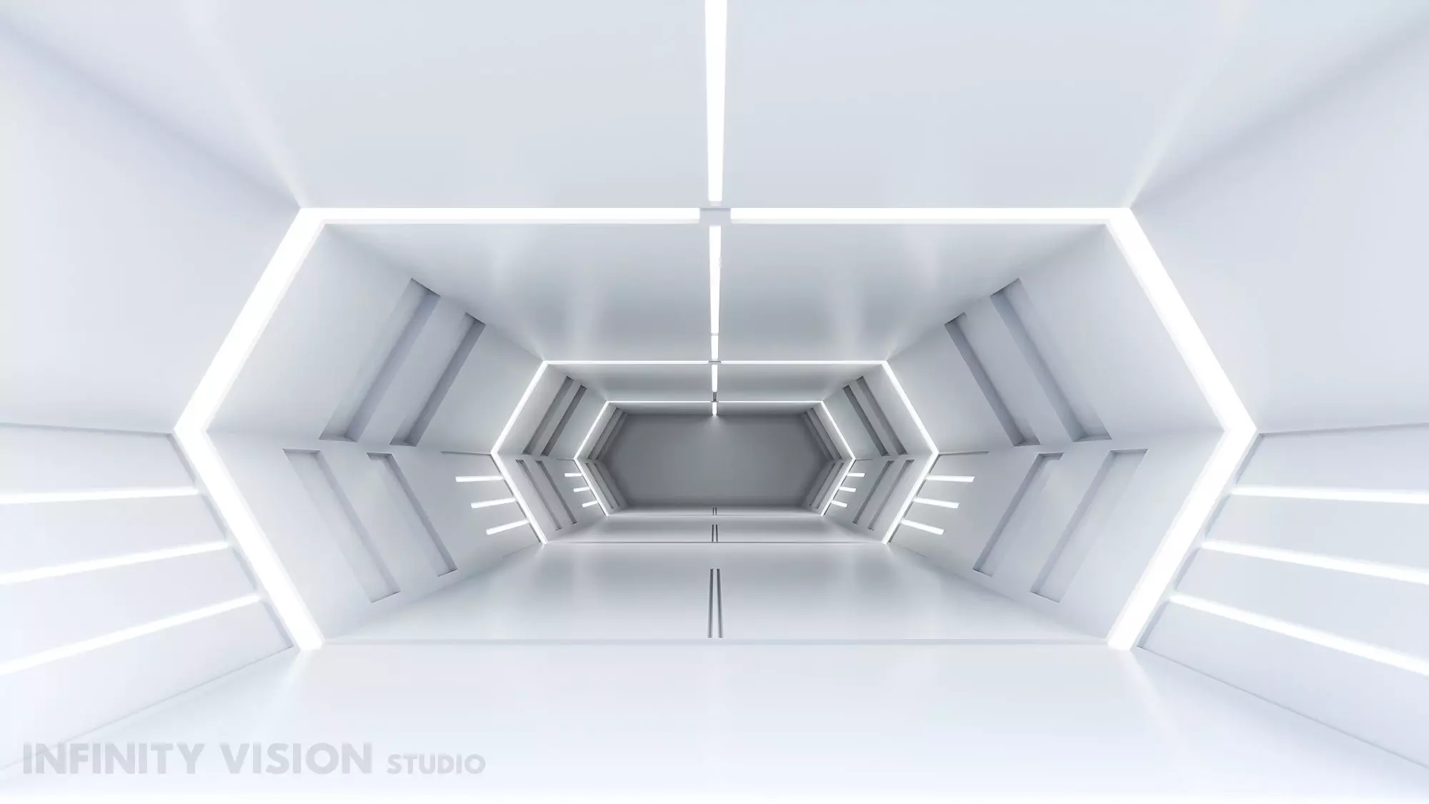 low poly scifi corridor 01 Low-poly 3D model_0