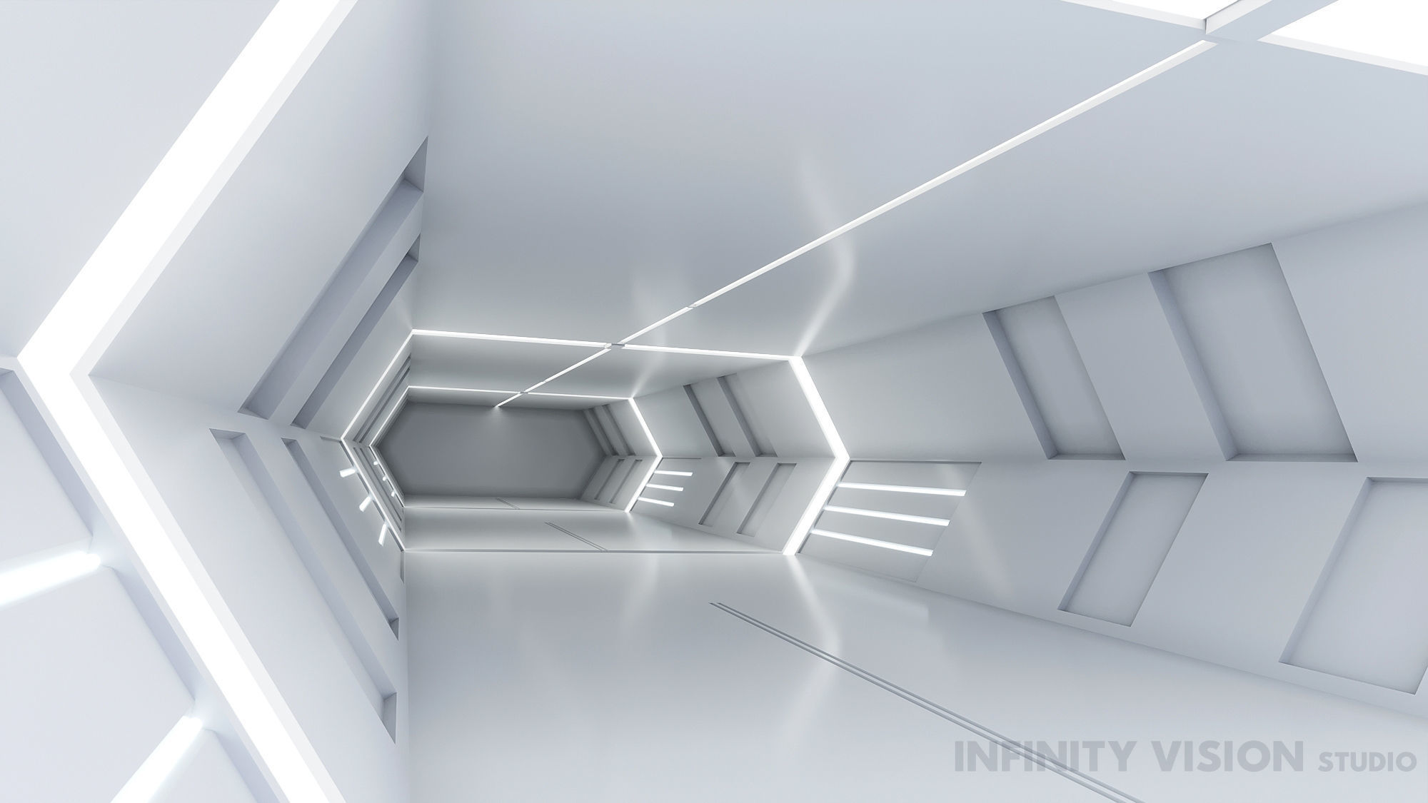 low poly scifi corridor 01 Low-poly 3D model_2