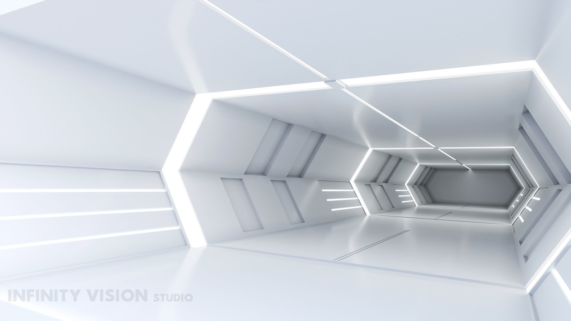 low poly scifi corridor 01 Low-poly 3D model_1