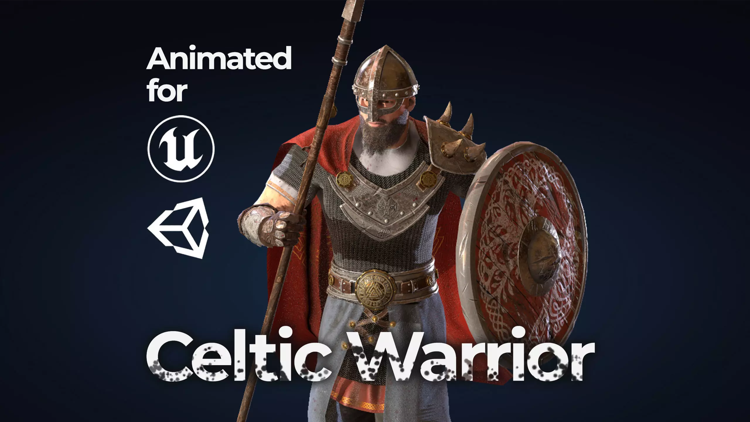 Celtic Warrior Low-poly 3D model