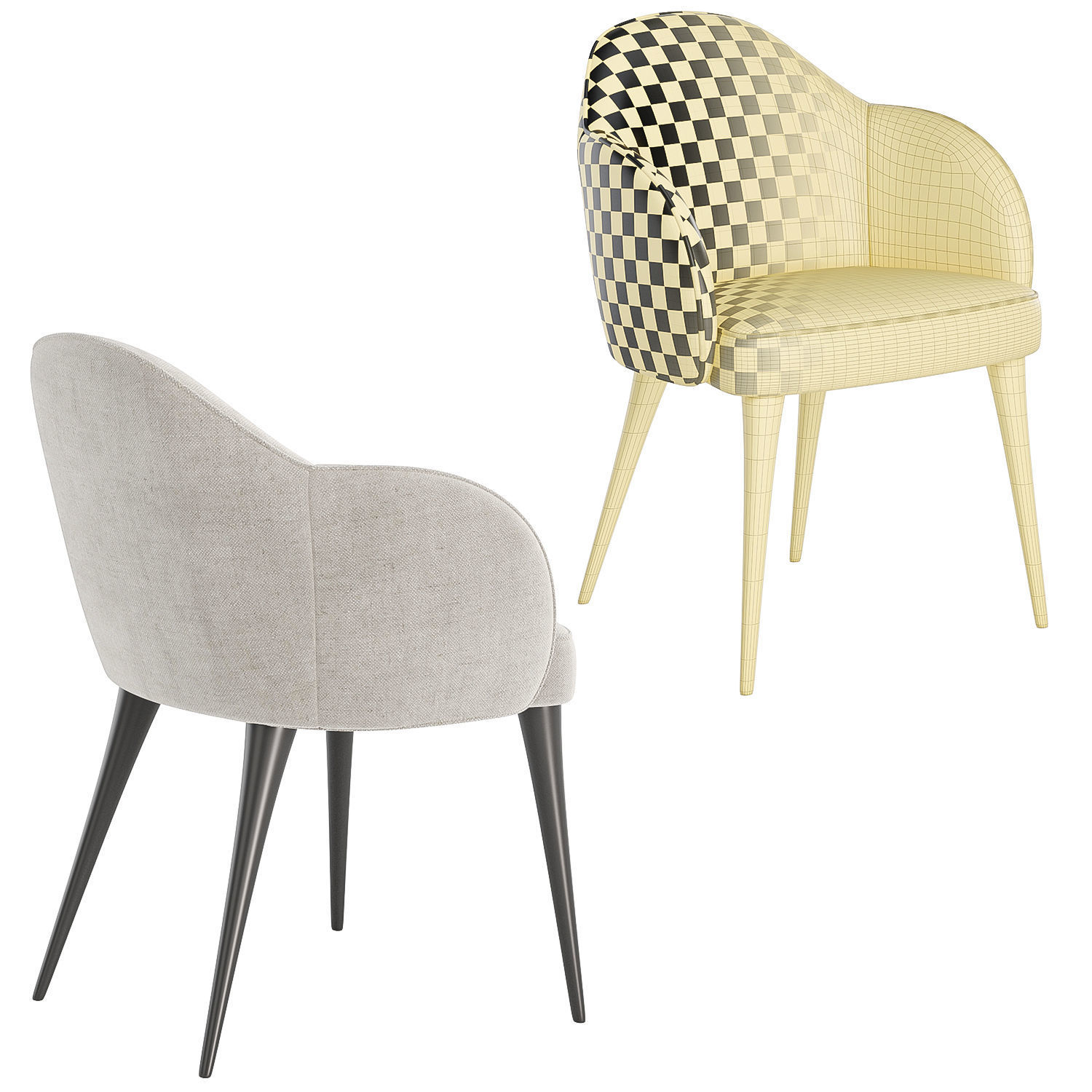 Giulia Velvet Dining Chair 3D model_4