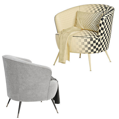 Schumacher Upholstered Barrel Chair 3D model 5