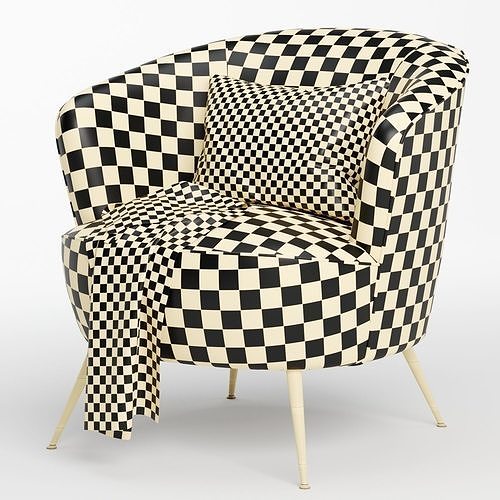 Schumacher Upholstered Barrel Chair 3D model 7