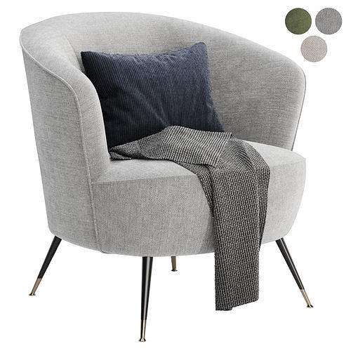 Schumacher Upholstered Barrel Chair 3D model 3