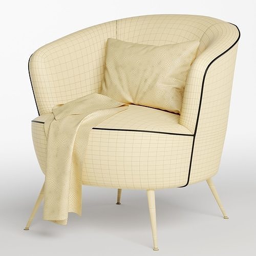 Schumacher Upholstered Barrel Chair 3D model 6