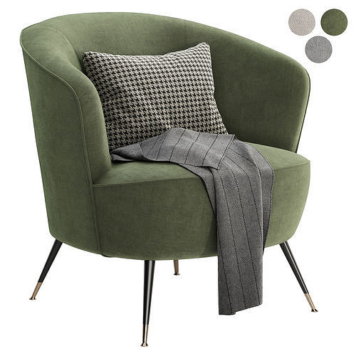 Schumacher Upholstered Barrel Chair 3D model 2