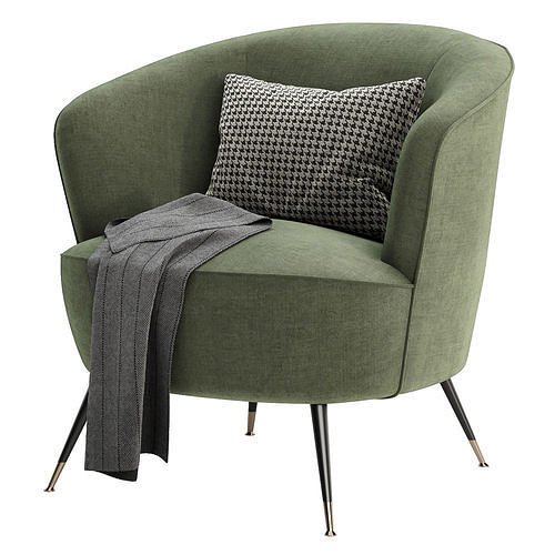 Schumacher Upholstered Barrel Chair 3D model 4