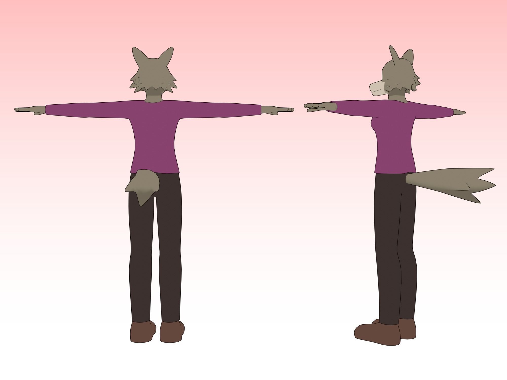 General Furry Wolf Female OC 3D model_1