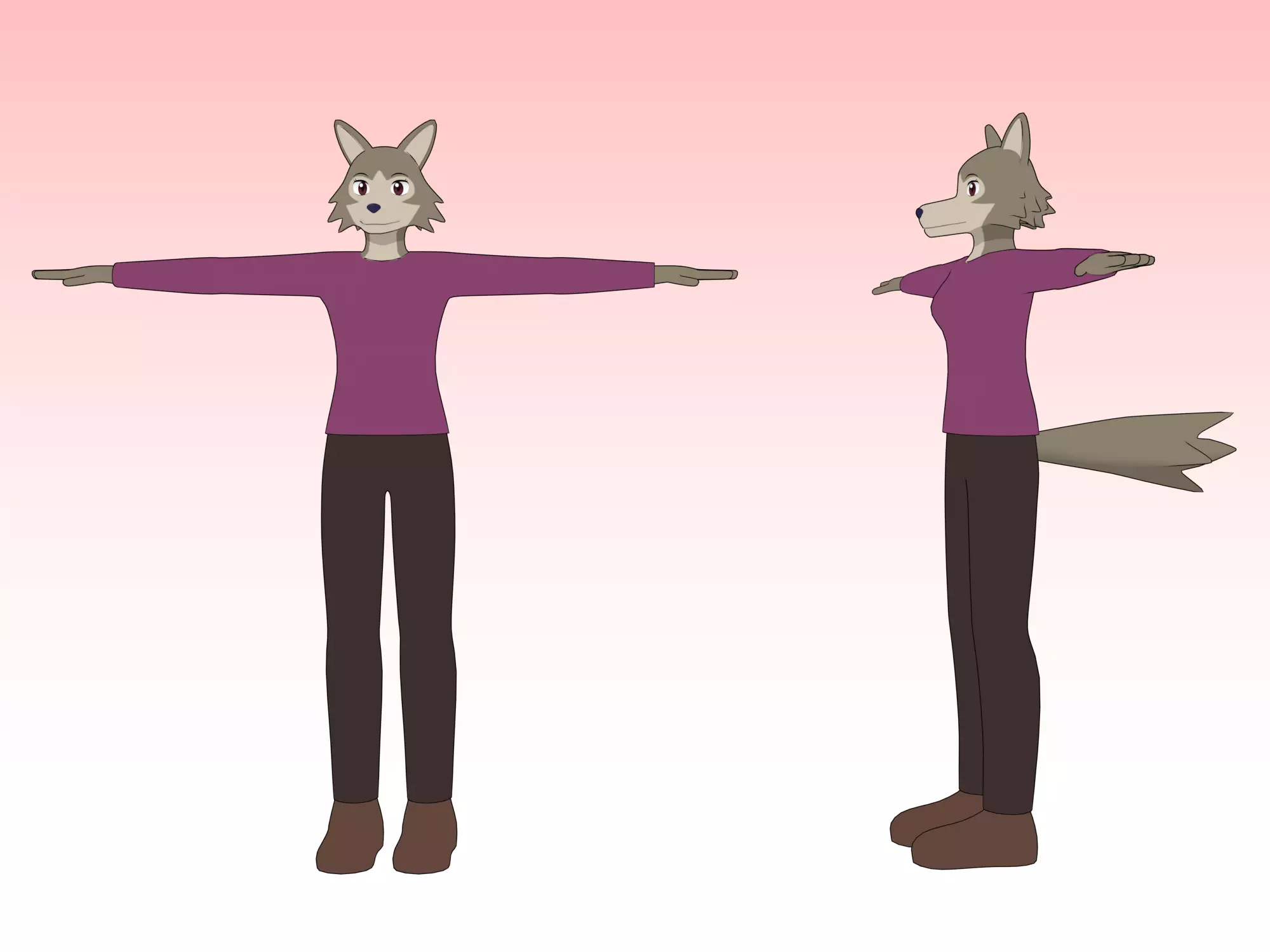 General Furry Wolf Female OC 3D model_0