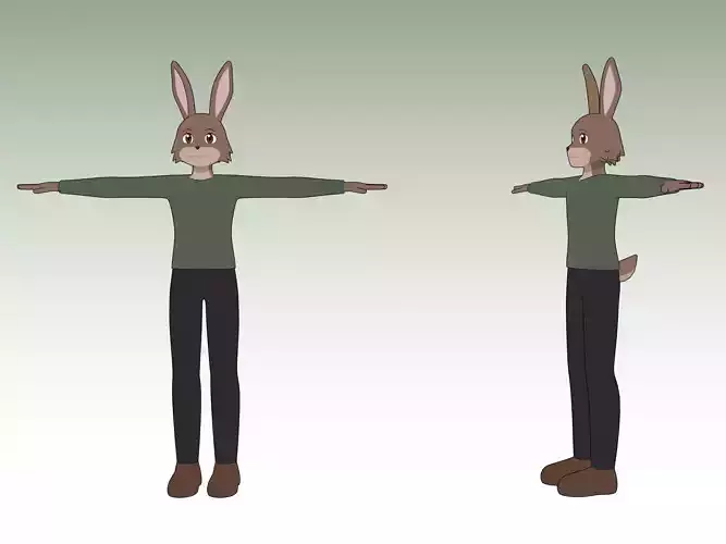 General Furry Rabbit Male OC 3D model