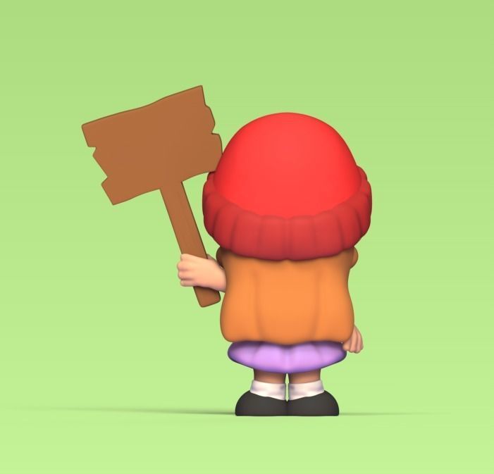 Girl Holding Sign 3D print model_3