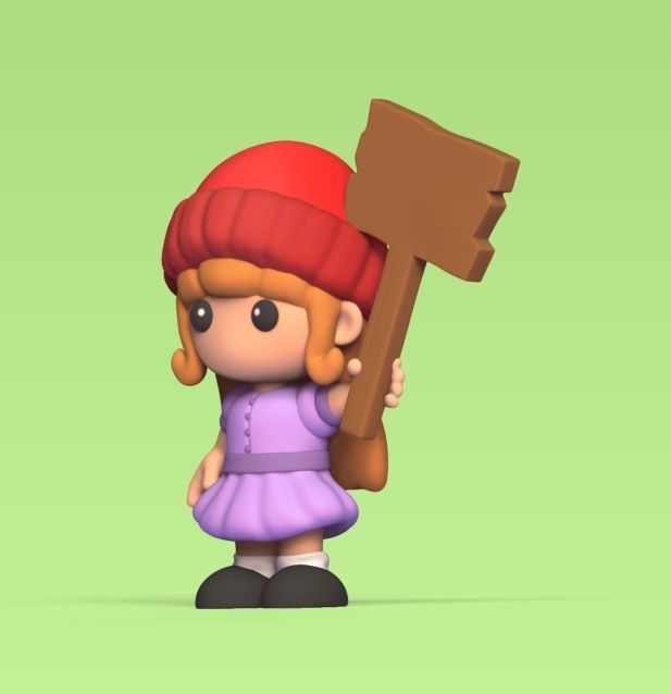 Girl Holding Sign 3D print model_1