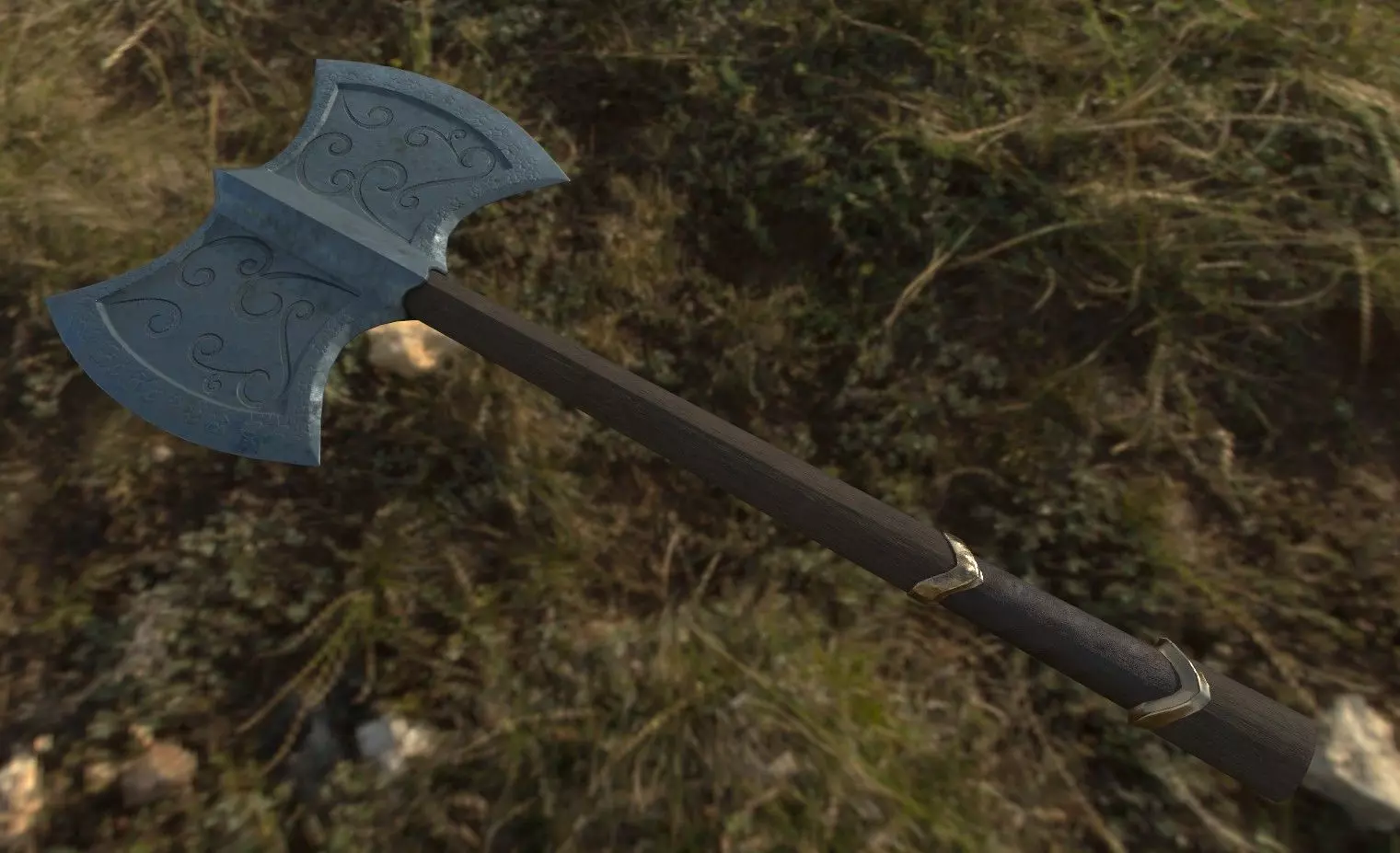 Double Axe Low-poly 3D model_0