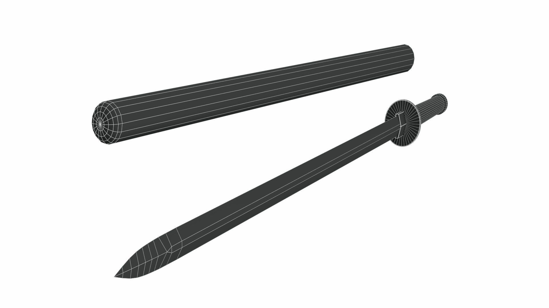 Tsurugi sword Low-poly 3D model_8