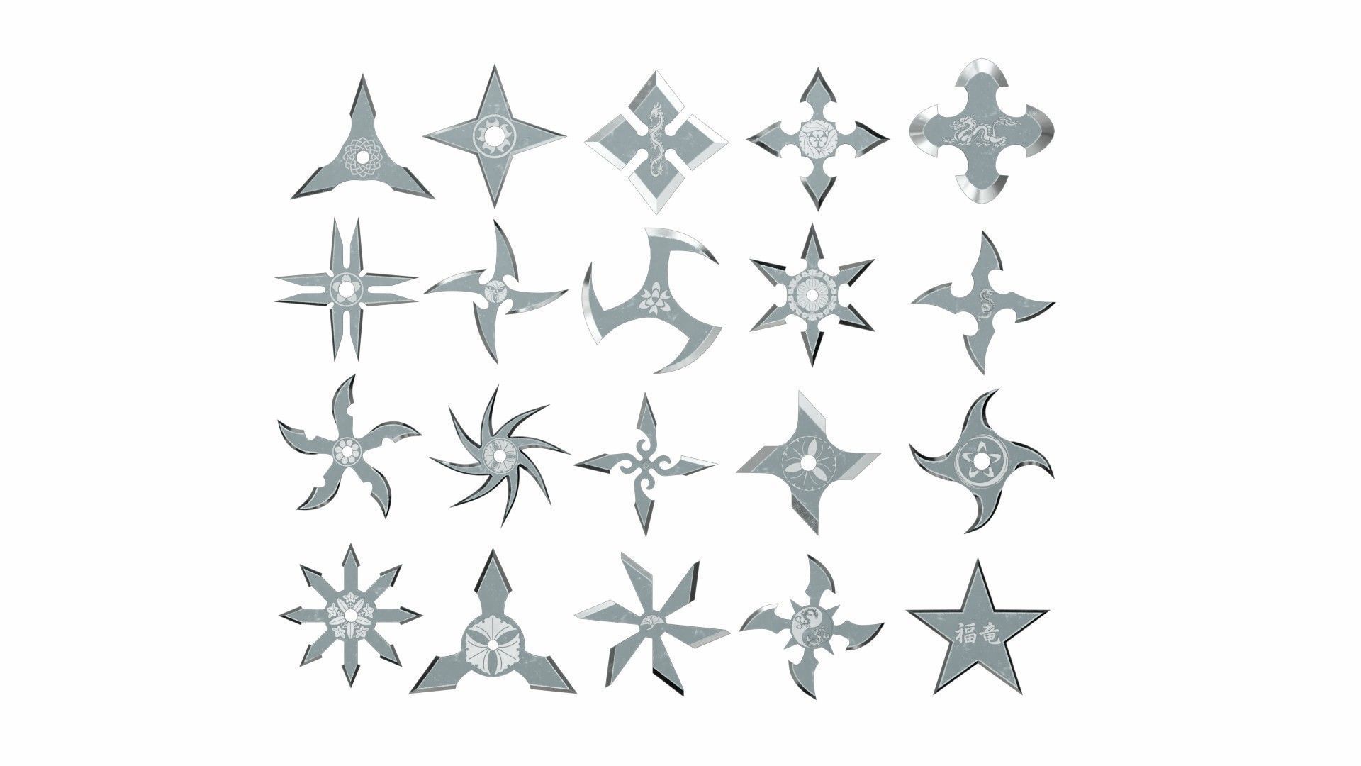 Japanese weapon set Low-poly 3D model_2