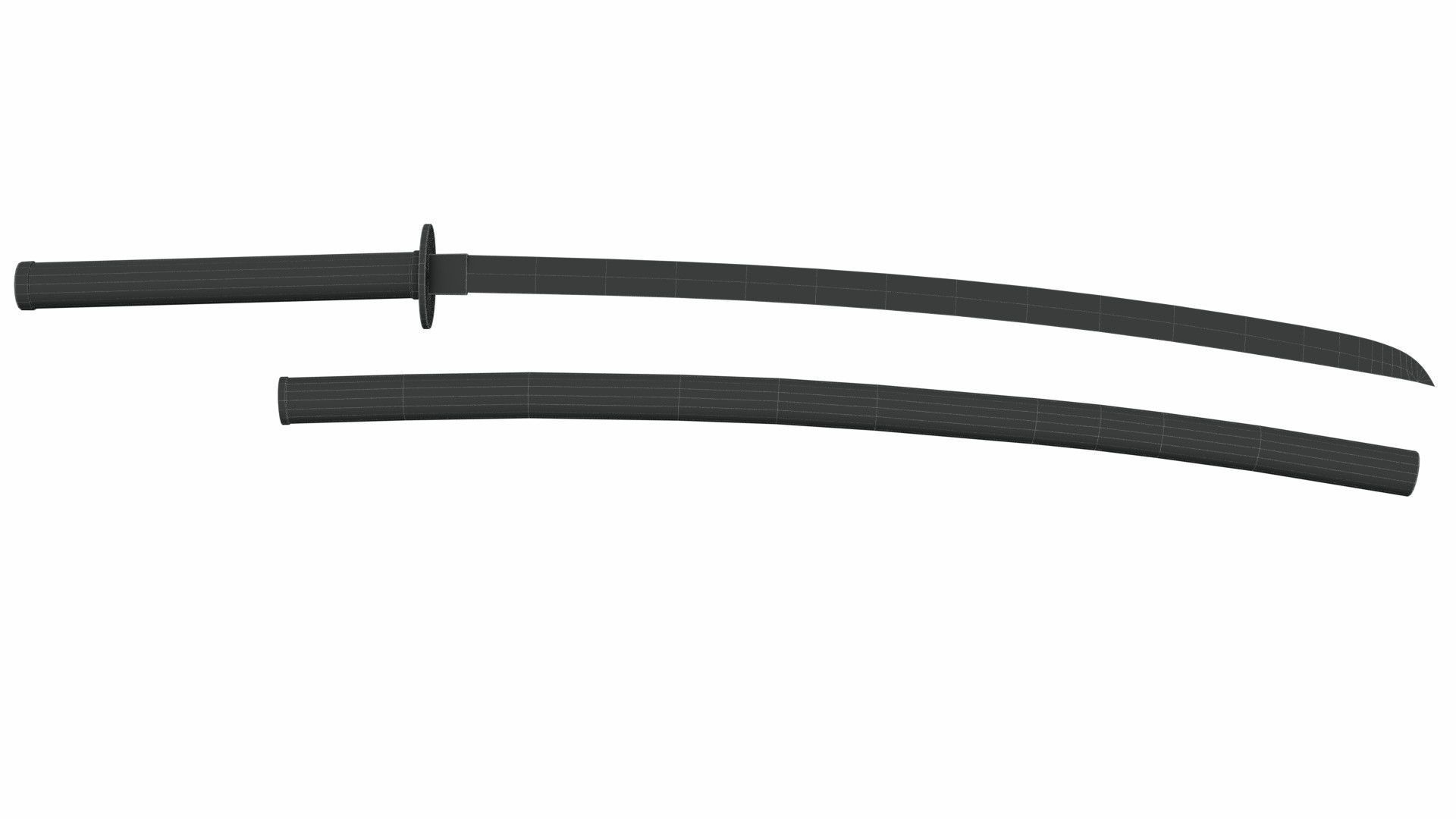 Japanese weapon set Low-poly 3D model_14