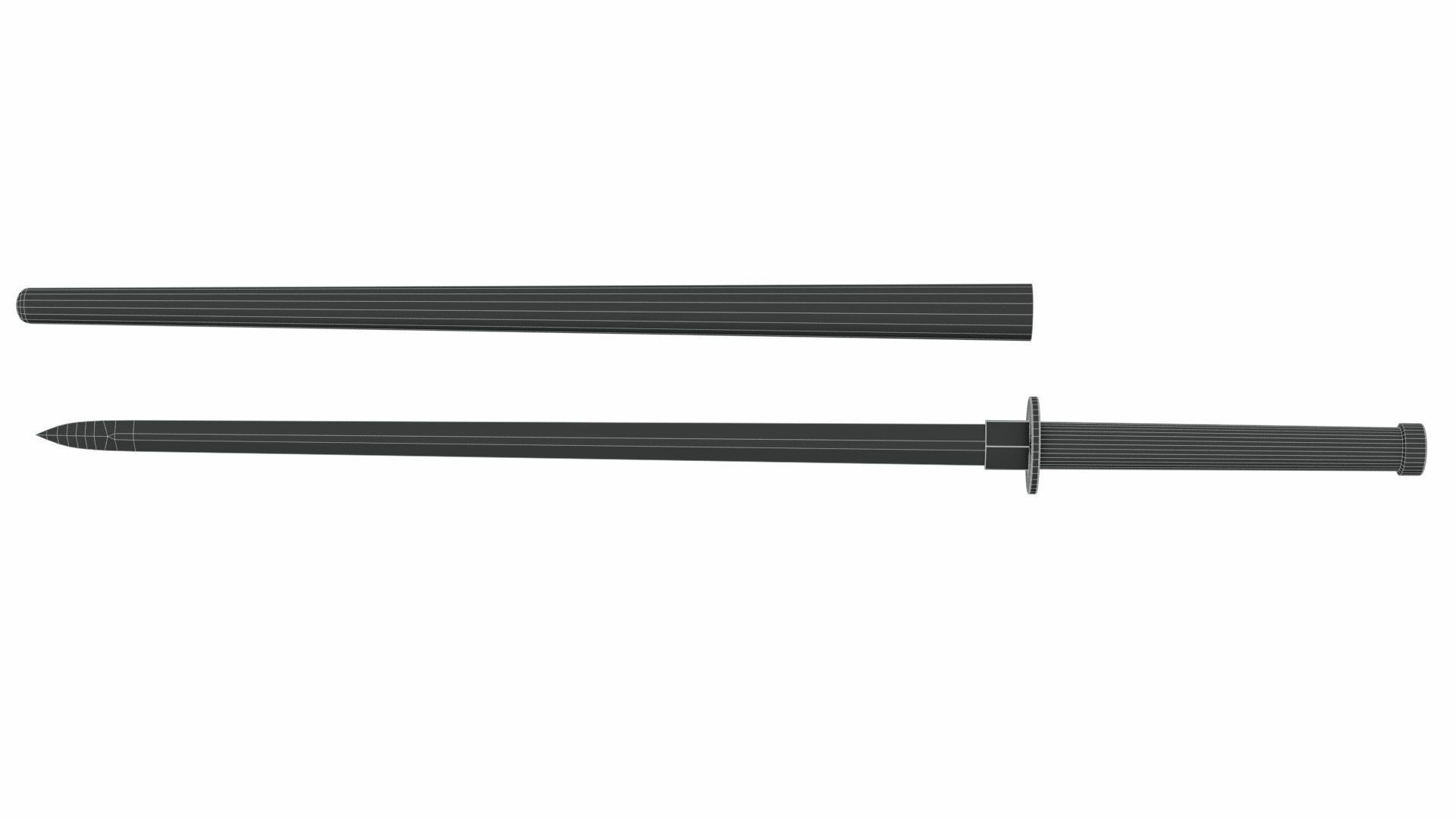 Japanese weapon set Low-poly 3D model_32