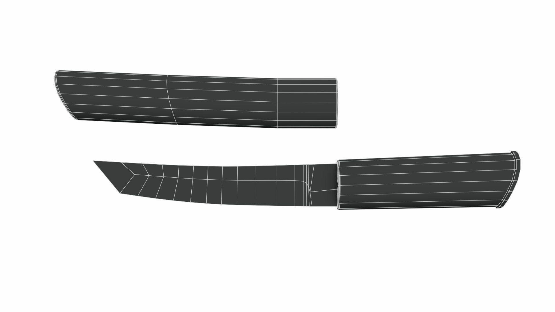 Japanese weapon set Low-poly 3D model_28