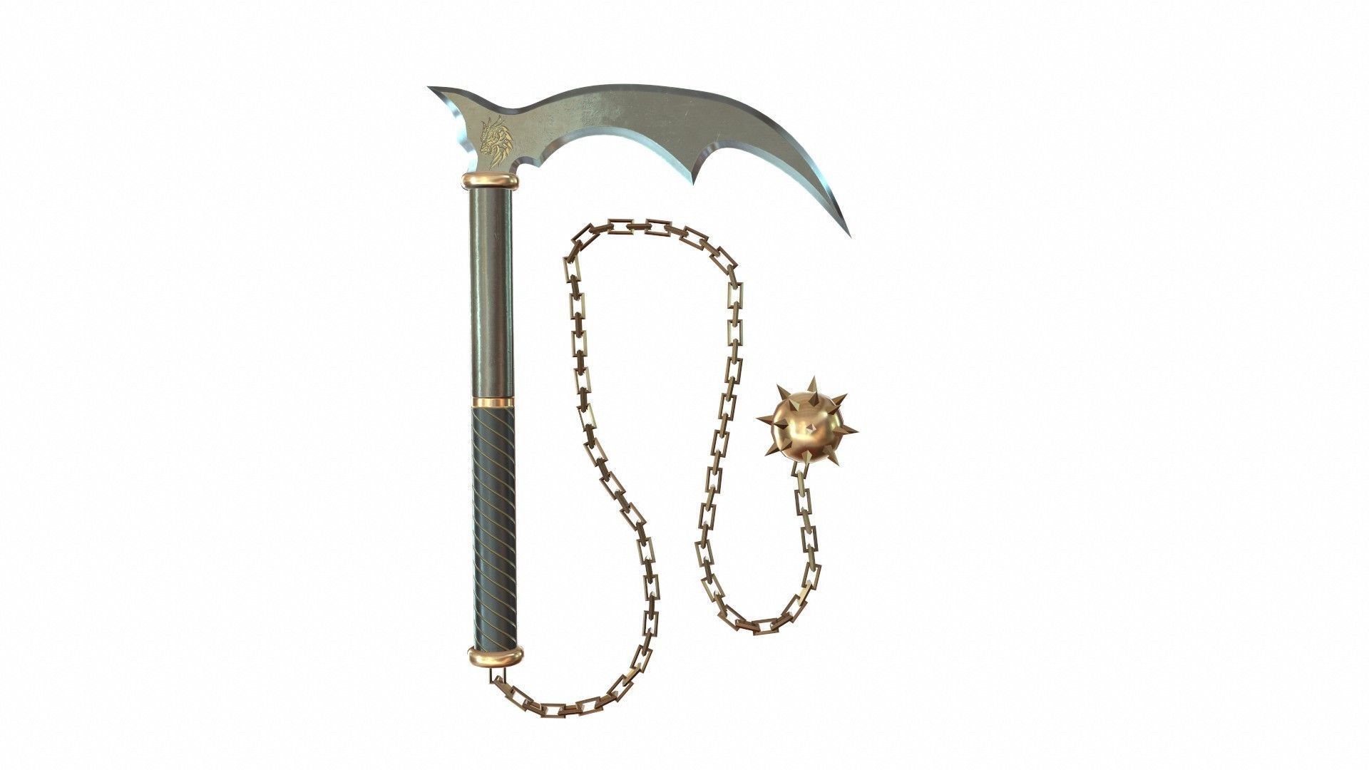 Japanese weapon set Low-poly 3D model_15